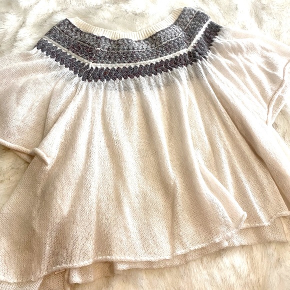 Free People Boho Sheer Butterfly Sleeve Sweater - Picture 3 of 7